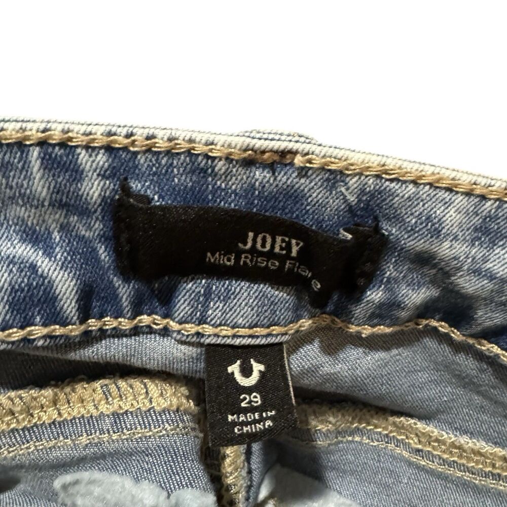NWT True Religion Womens Joey Mid Rise SN Flap Flare Jean Size 29 Two Tone - Picture 15 of 16